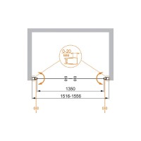Душевая дверь Cezares Elena 160 см, стекло прозрачное, профиль хром, ELENA-W-B-2-160-C-Cr
