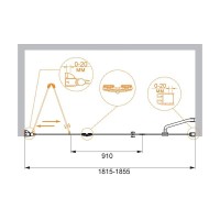 Душевая дверь в нишу Cezares ELENA-W-BS-13-90+50/50-C-Cr, 183 см, стекло прозрачное, профиль хром
