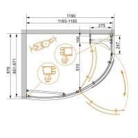 Душевой уголок Cezares ELENA-W-RH-1-120/90-C-Cr-L, левый, 120 x 90 см, стекло прозрачное, профиль хром