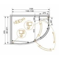 Душевой уголок Cezares Elena-W-RH-1-120/90-C-Cr-R, 120 x 90 см, стекло прозрачное, профиль хром