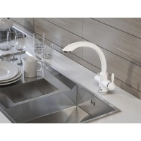 Смеситель Paulmark Essen Es213001-WH для кухонной мойки, с подключением к фильтру, белый матовый