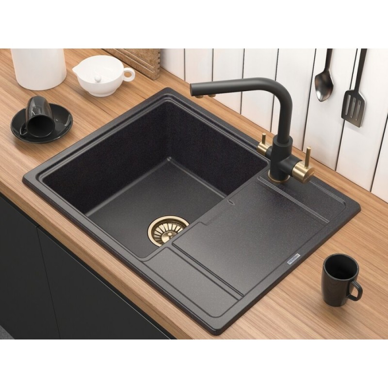 Смеситель Paulmark Essen Es213011-401BR для кухонной мойки, с подключением к фильтру, антрацит-бронза