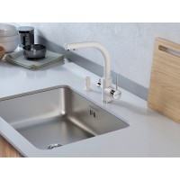 Смеситель Paulmark Essen Es213011-431 для кухонной мойки, с подключением к фильтру, белый матовый