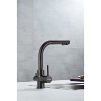 Смеситель Paulmark Essen Es213011-GM для кухонной мойки, с подключением к фильтру, PVD, вороненая сталь