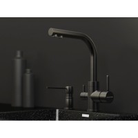 Смеситель Paulmark Essen Es213011-GM для кухонной мойки, с подключением к фильтру, PVD, вороненая сталь