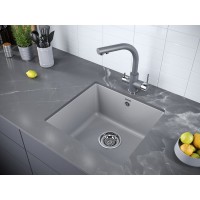 Смеситель Paulmark Essen Es213011-GRM для кухонной мойки, с подключением к фильтру, серый металлик
