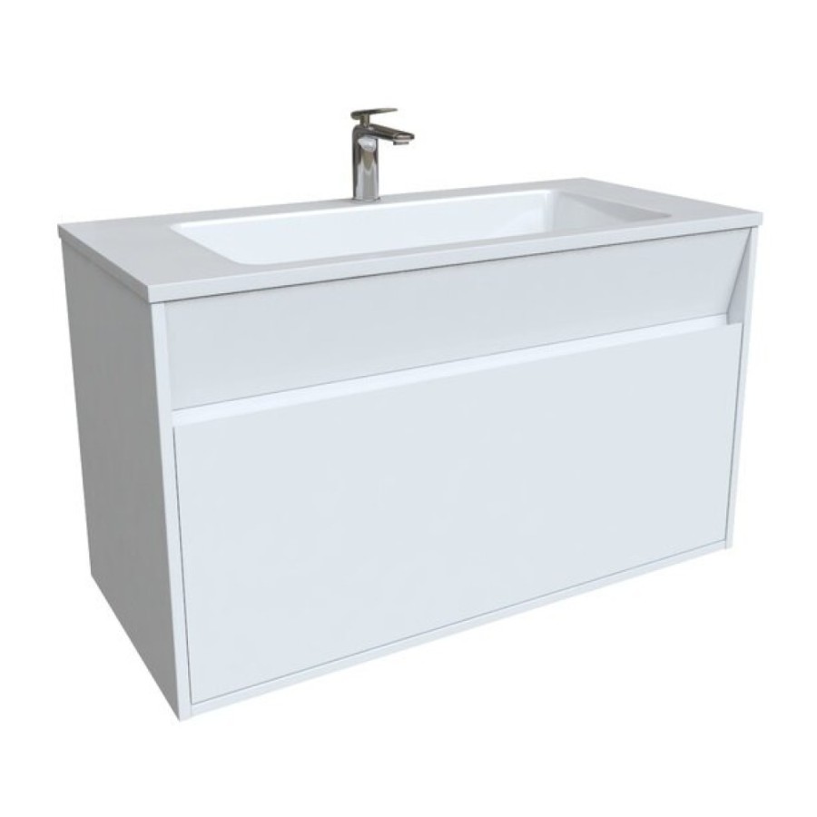 Тумба с раковиной Iddis Esper 100 см подвесная, 1 ящик, белый, ESP10W0i95K
