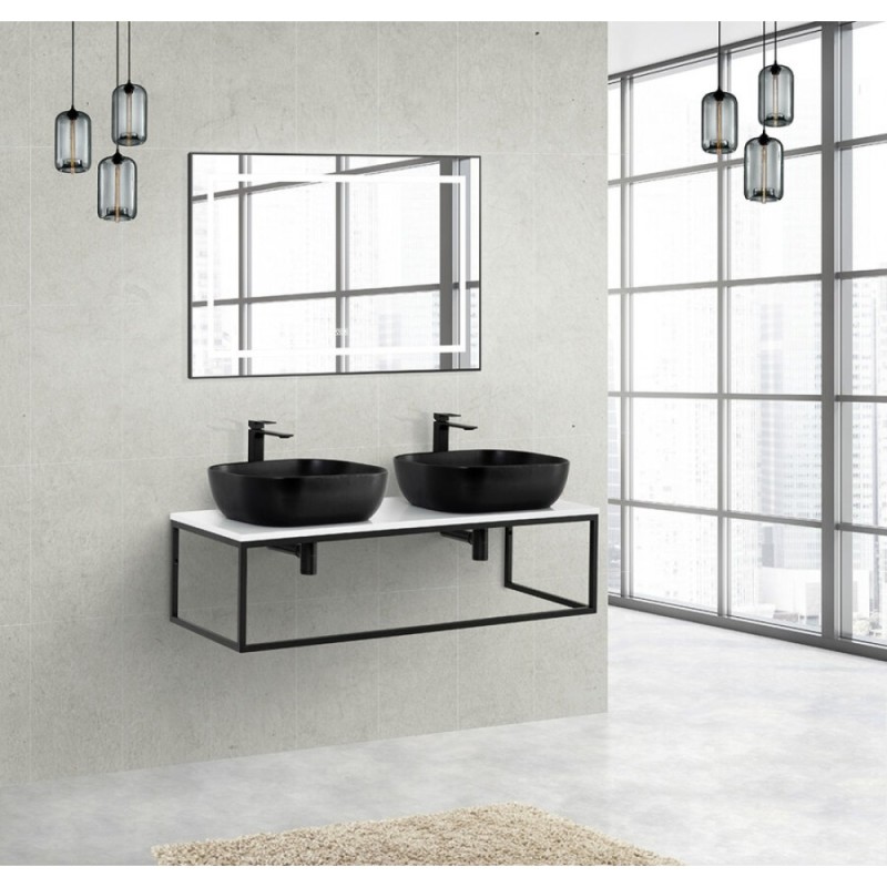 Консоль под раковину BelBagno Etna-Kraft EK-120-ST, 120 см, подвесная, черный матовый