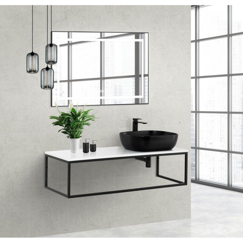 Консоль под раковину BelBagno Etna-Kraft EK-140-ST, 140 см, подвесная, черный матовый