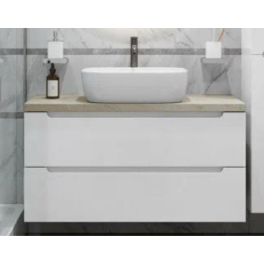 Тумба с раковиной BelBagno Etna100BL-KEPBO-1302-SET, 100 см, подвесная, белый