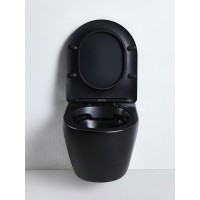 BOND F01-108 Унитаз подвесной безободковый черный с сиденьем с микролифтом