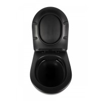 BOND F01-108 Унитаз подвесной безободковый черный с сиденьем с микролифтом