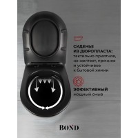 BOND F01-108 Унитаз подвесной безободковый черный с сиденьем с микролифтом