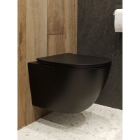 BOND F01-108 Унитаз подвесной безободковый черный с сиденьем с микролифтом