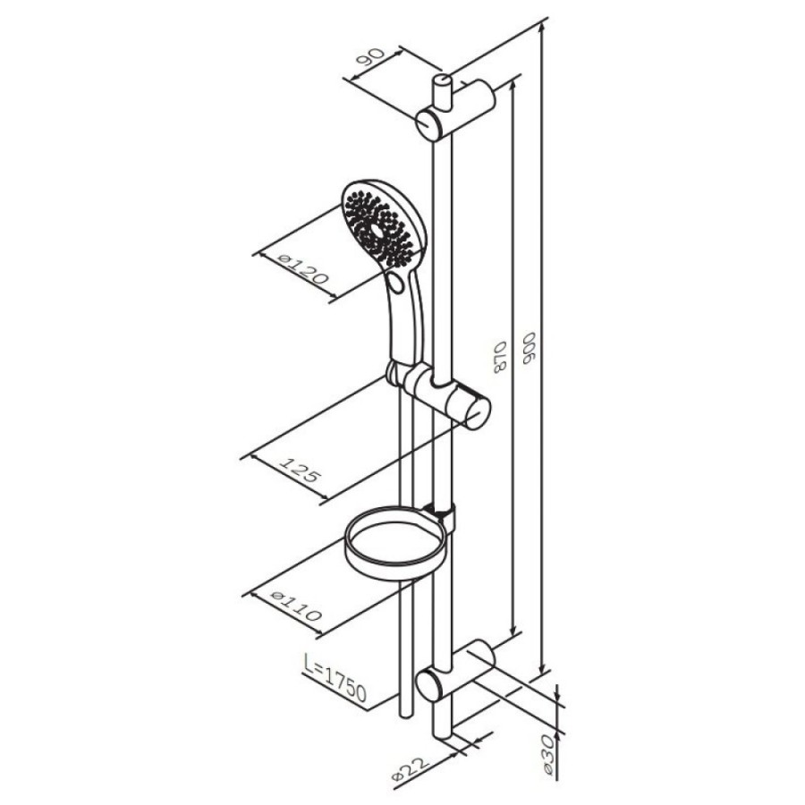 Душевой гарнитур Am.Pm Inspire 2.0 F0150A000, 3 режима, d 120 мм, хром