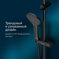 Душевой гарнитур Am.Pm Gem F0190022, 1 режим, d 110 мм, черный матовый
