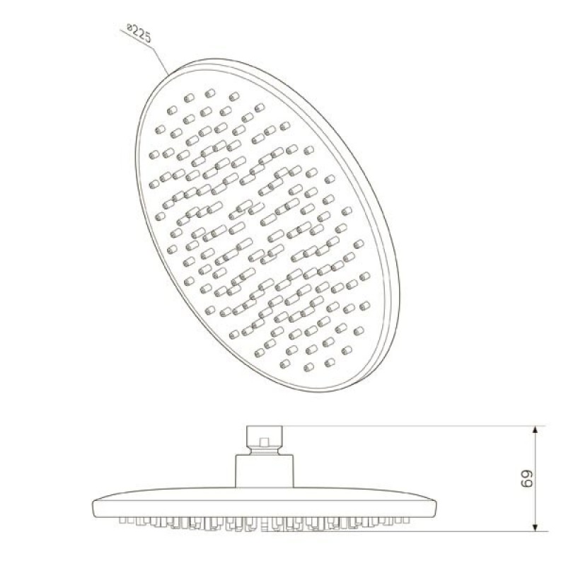 Верхний душ Am.Pm Gem F0590000, 22,5x22,5 см, 1 режим струи, без держателя