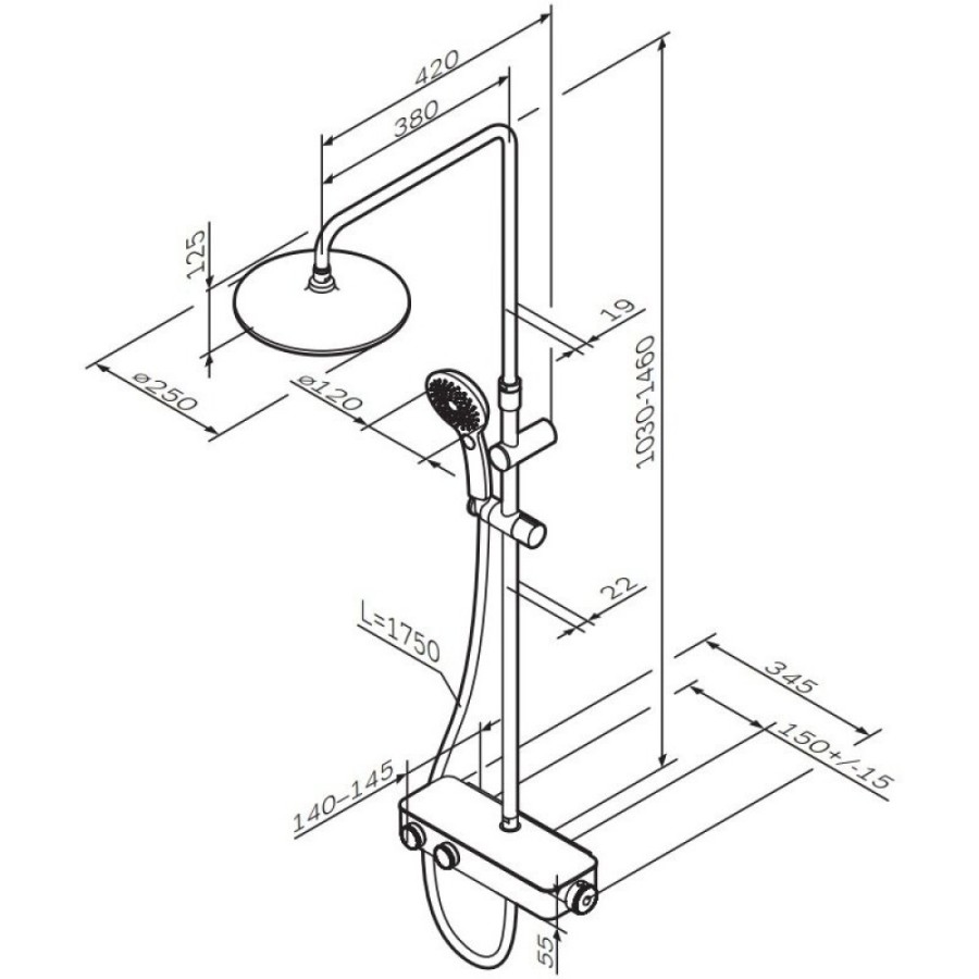 Душевая система Am.Pm Inspire 2.0 F0750A400 с термостатом, ShowerSpot, хром