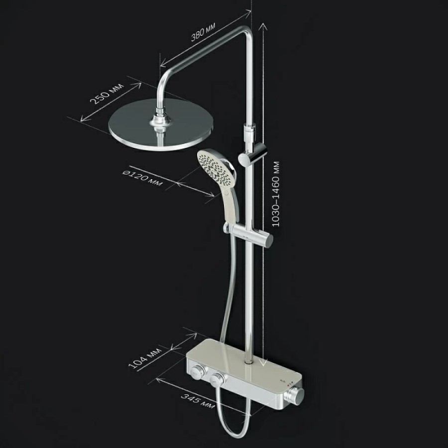 Душевая система Am.Pm Inspire 2.0 F0750A400 с термостатом, ShowerSpot, хром