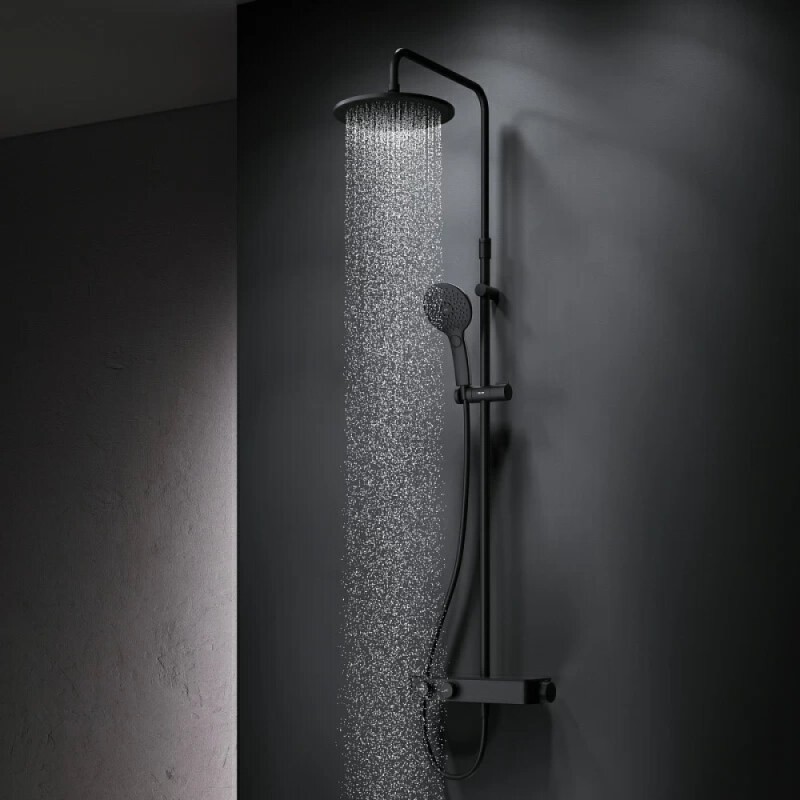 Душевая система Am.Pm Inspire 2.0 F0750A422 с термостатом, ShowerSpot, черный матовый