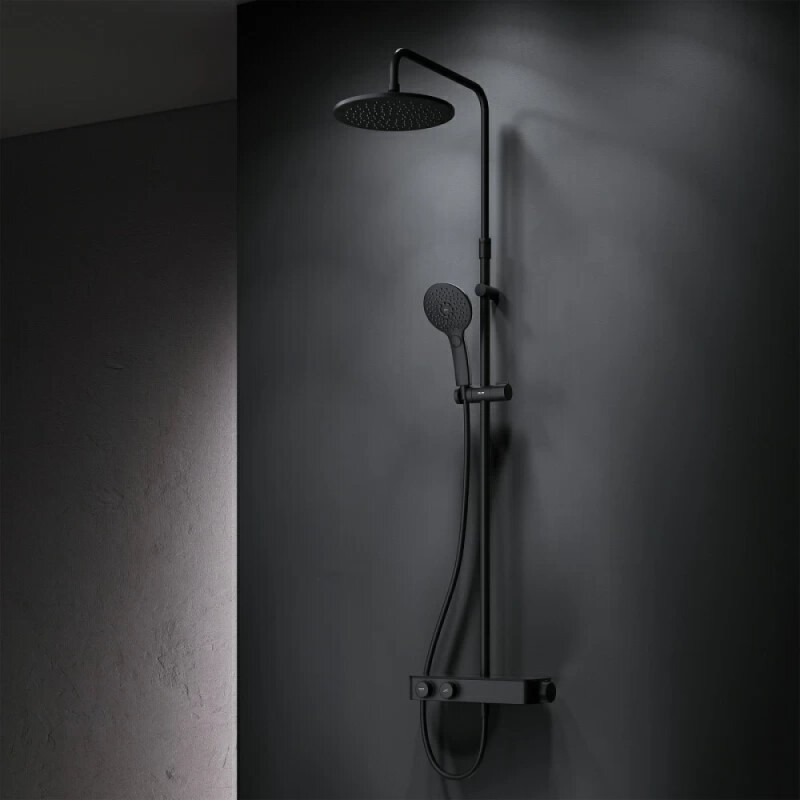 Душевая система Am.Pm Inspire 2.0 F0750A422 с термостатом, ShowerSpot, черный матовый