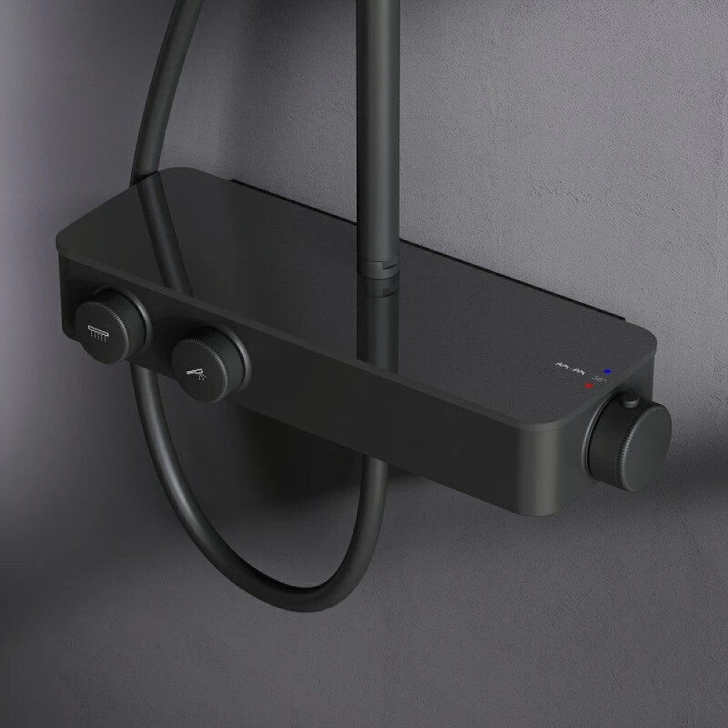 Душевая система Am.Pm Inspire 2.0 F0750A422 с термостатом, ShowerSpot, черный матовый