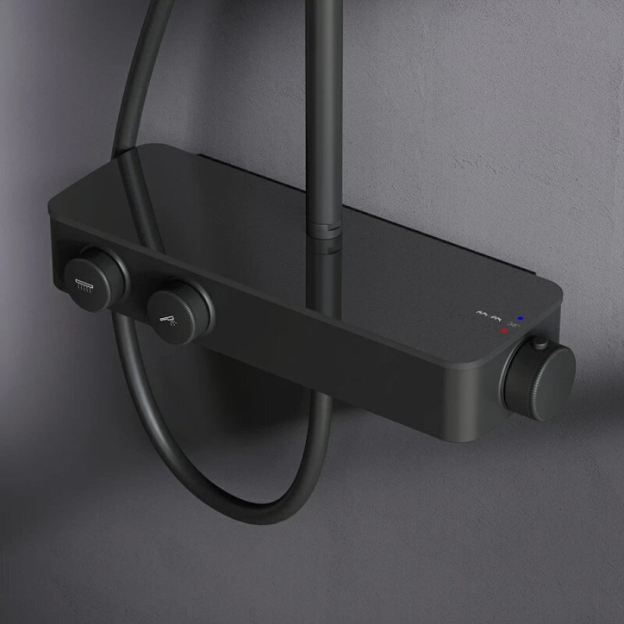 Душевая система Am.Pm Inspire 2.0 F0750A422 с термостатом, ShowerSpot, черный матовый