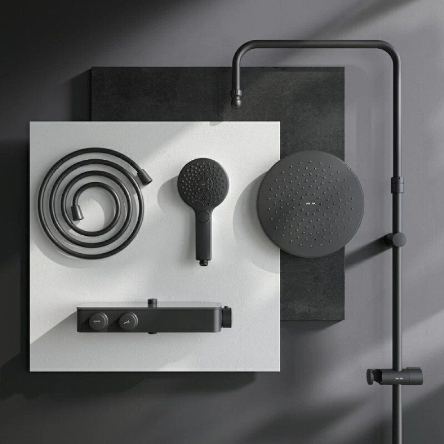 Душевая система Am.Pm Inspire 2.0 F0750A422 с термостатом, ShowerSpot, черный матовый
