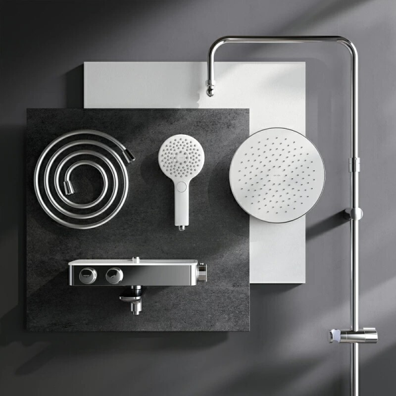 Душевая система Am.Pm Inspire 2.0 F0750A500 с термостатом, с изливом, ShowerSpot, хром