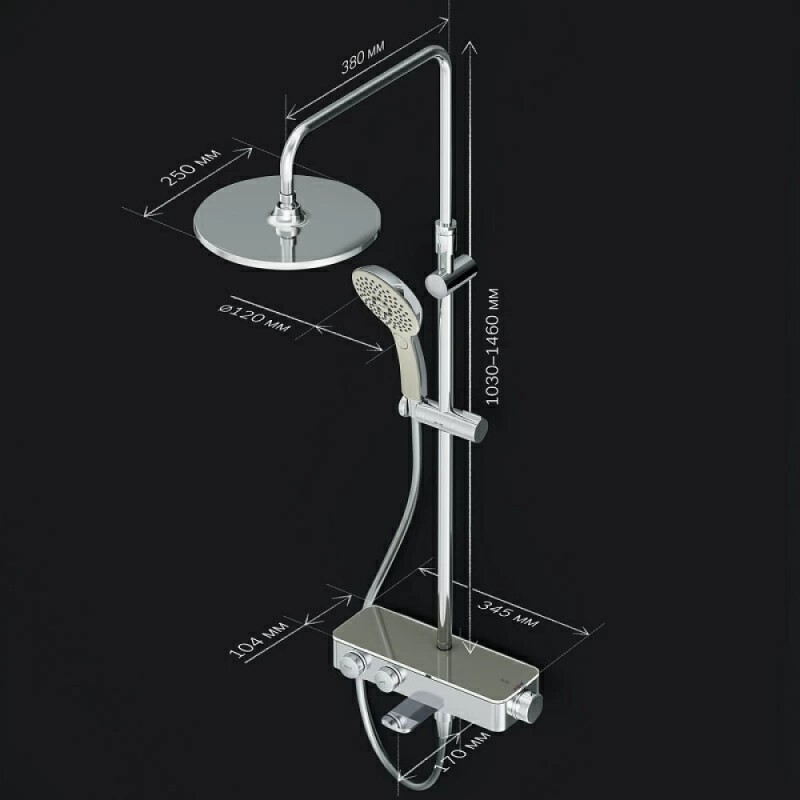 Душевая система Am.Pm Inspire 2.0 F0750A500 с термостатом, с изливом, ShowerSpot, хром