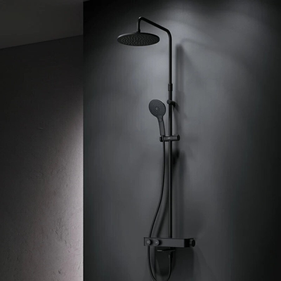 Душевая система Am.Pm Inspire 2.0 F0750A522 с термостатом, с изливом, ShowerSpot, черный матовый