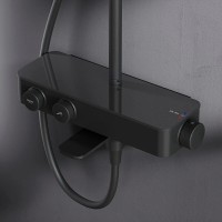 Душевая система Am.Pm Inspire 2.0 F0750A522 с термостатом, с изливом, ShowerSpot, черный матовый