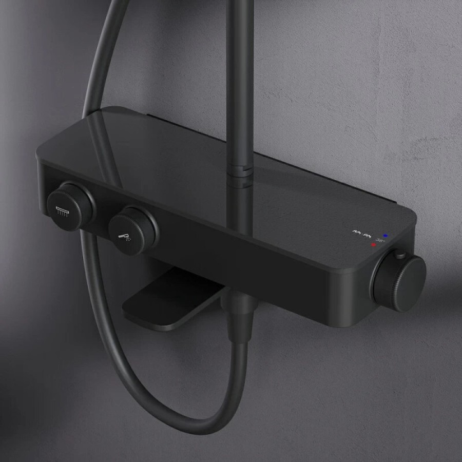 Душевая система Am.Pm Inspire 2.0 F0750A522 с термостатом, с изливом, ShowerSpot, черный матовый