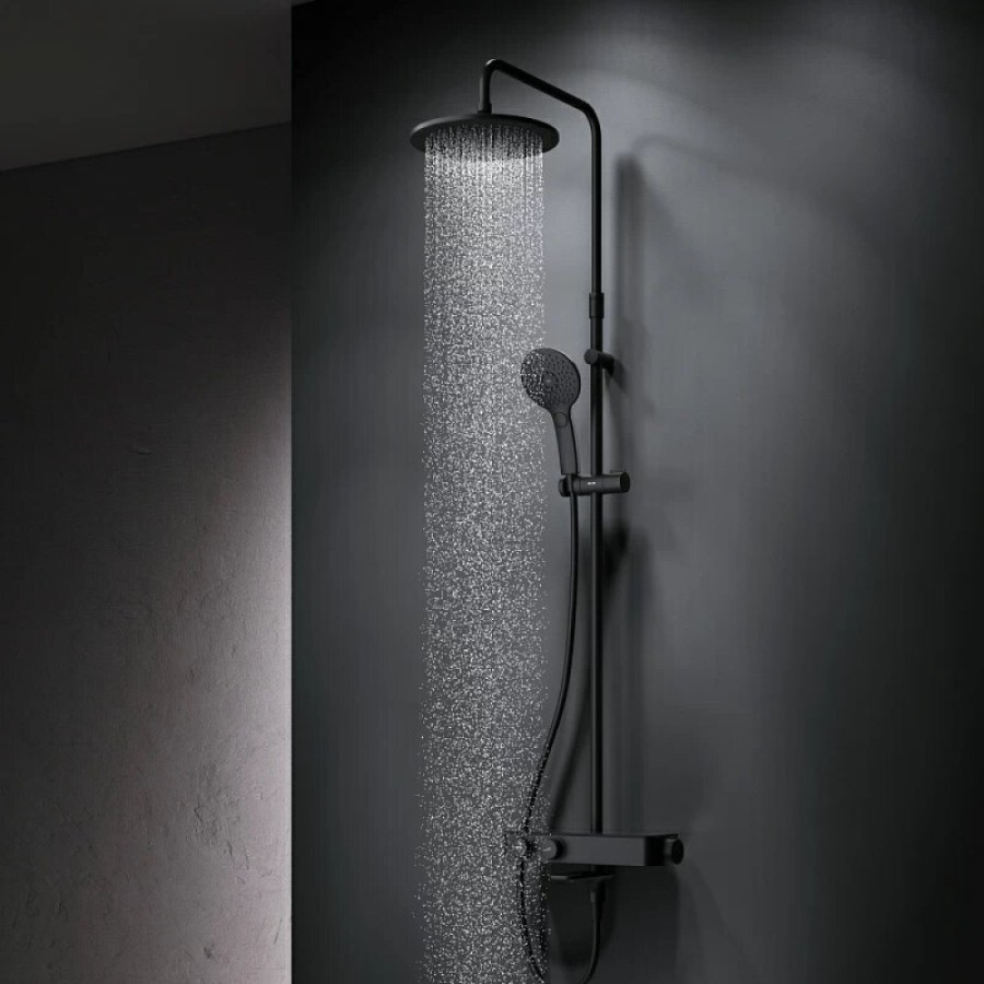 Душевая система Am.Pm Inspire 2.0 F0750A522 с термостатом, с изливом, ShowerSpot, черный матовый