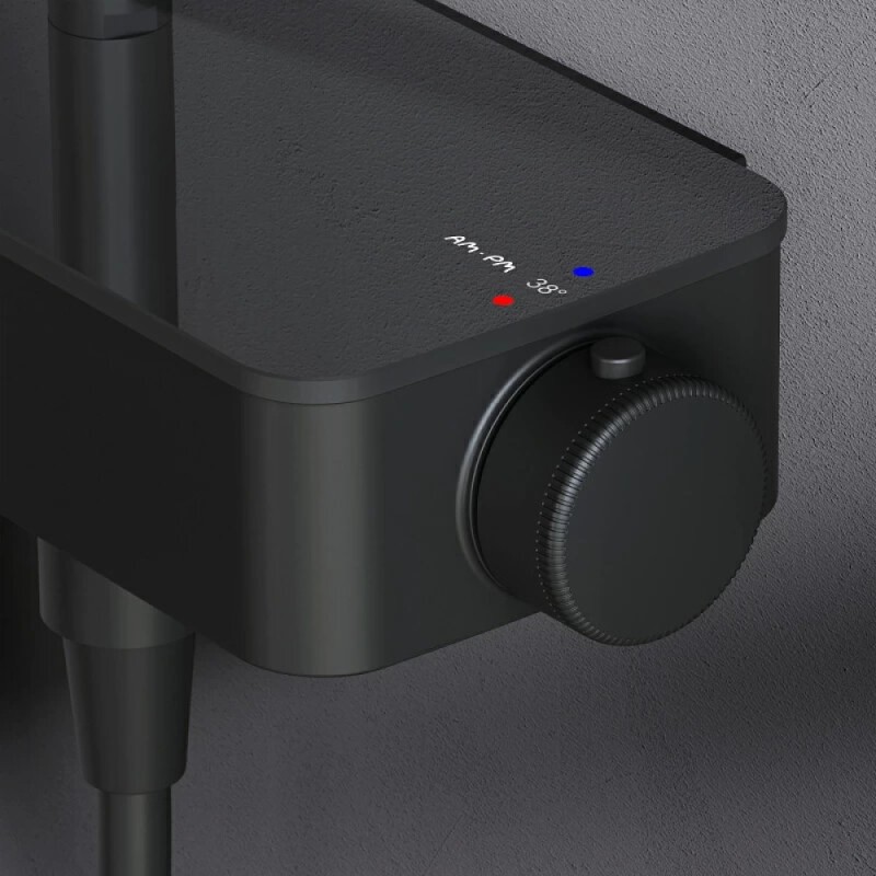 Душевая система Am.Pm Inspire 2.0 F0750A522 с термостатом, с изливом, ShowerSpot, черный матовый