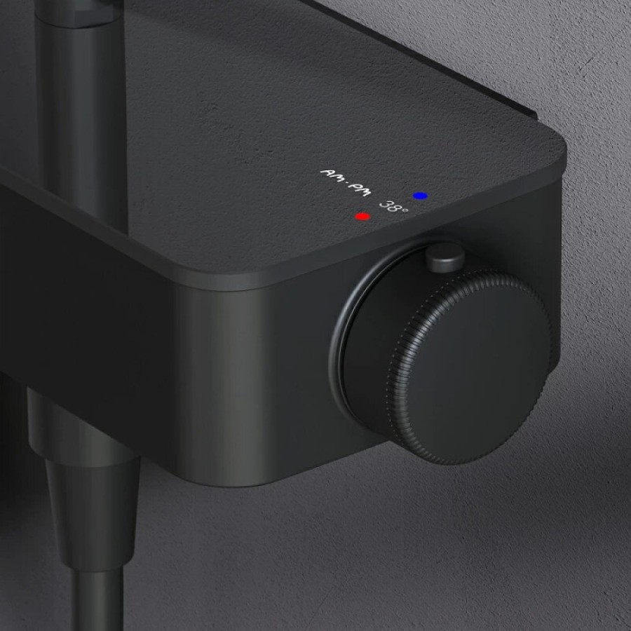 Душевая система Am.Pm Inspire 2.0 F0750A522 с термостатом, с изливом, ShowerSpot, черный матовый