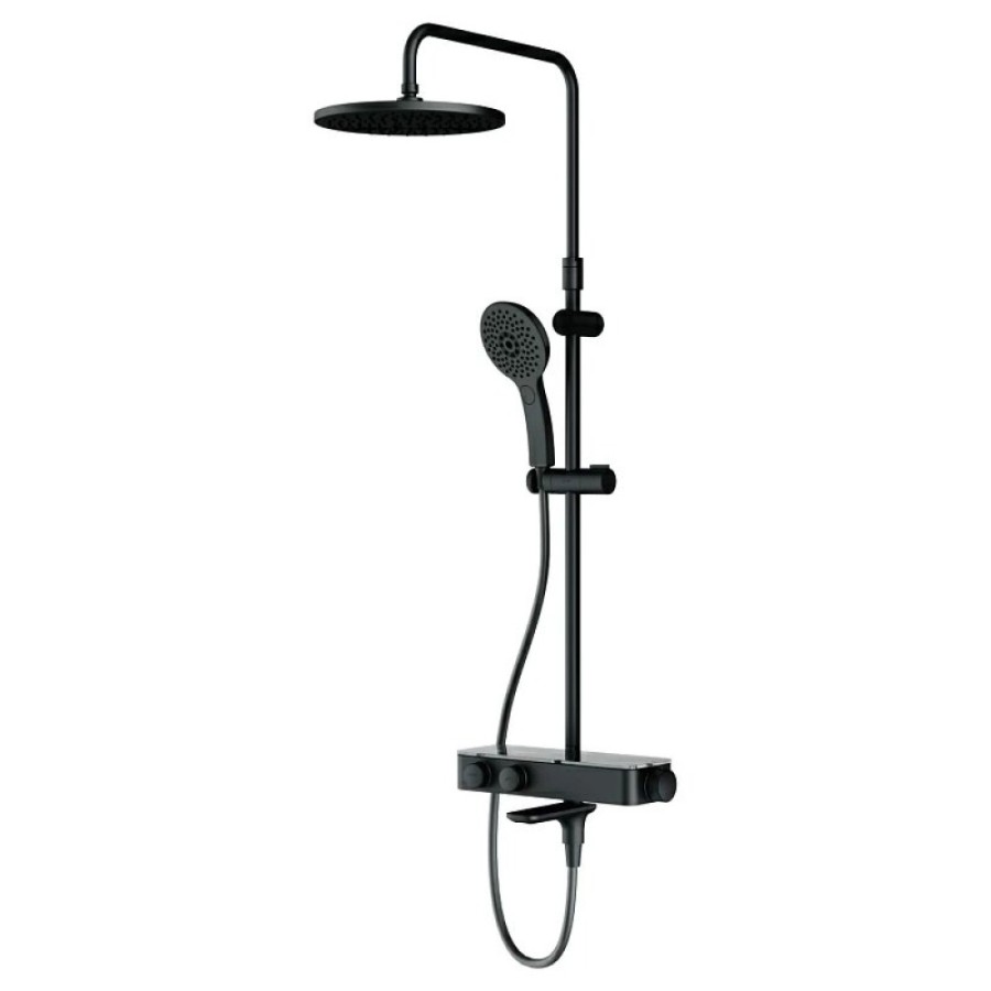Душевая система Am.Pm Inspire 2.0 F0750A522 с термостатом, с изливом, ShowerSpot, черный матовый