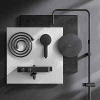 Душевая система Am.Pm Inspire 2.0 F0750A522 с термостатом, с изливом, ShowerSpot, черный матовый