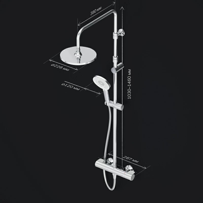 Душевая система Am.Pm X-Joy F0785A400 с термостатом, хром