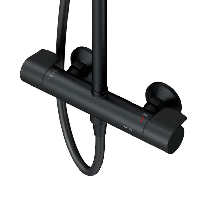 Душевая система Am.Pm X-Joy F0785A422 с термостатом, черный матовый