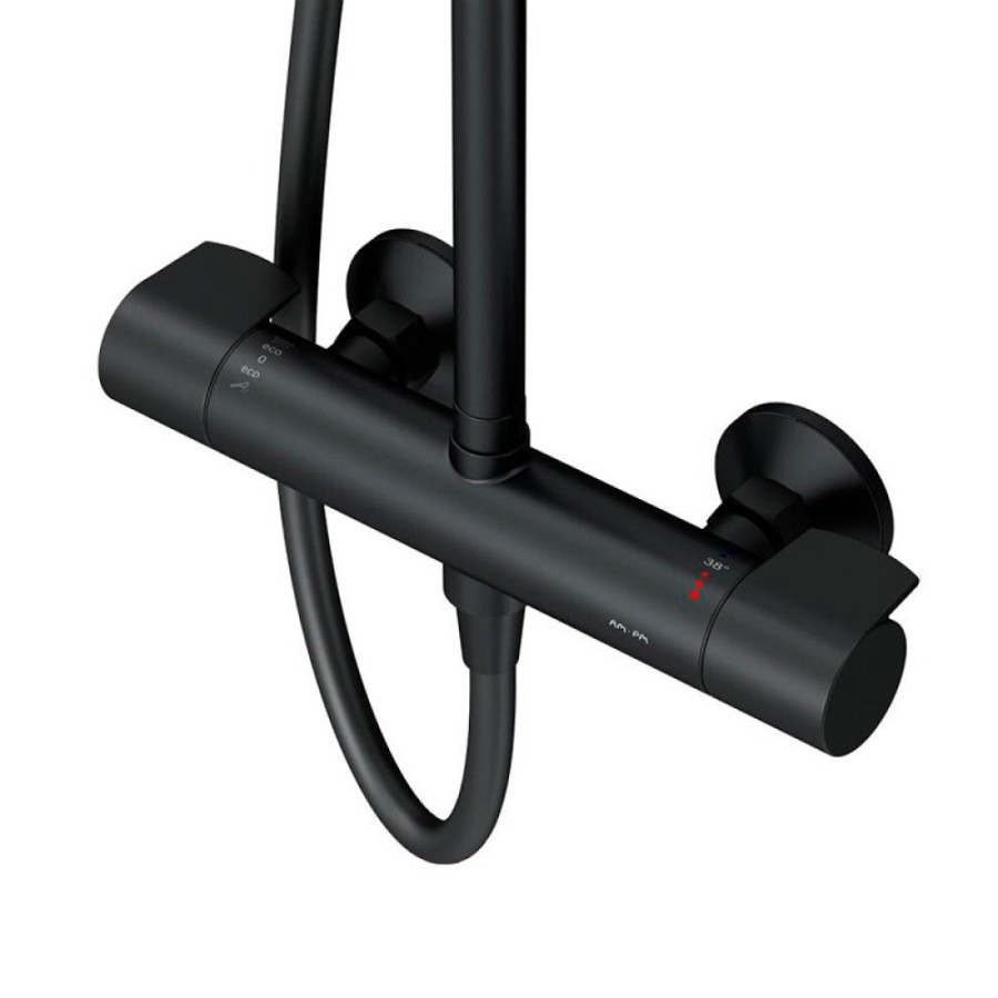 Душевая система Am.Pm X-Joy F0785A422 с термостатом, черный матовый