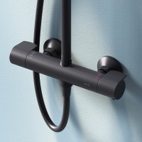 Душевая система Am.Pm X-Joy F0785A422 с термостатом, черный матовый
