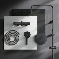 Душевая система Am.Pm X-Joy F0785A422 с термостатом, черный матовый