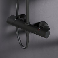 Душевая система Am.Pm X-Joy F0785A422 с термостатом, черный матовый