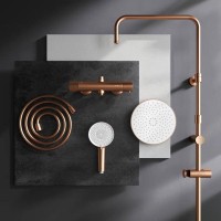 Душевая система Am.Pm X-Joy F0785A444 с термостатом, розовое золото