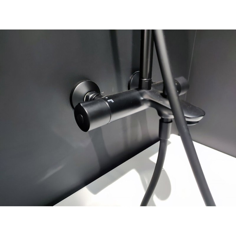 Душевая система Am.Pm X-Joy F0785A522 с термостатом, с изливом, черный матовый