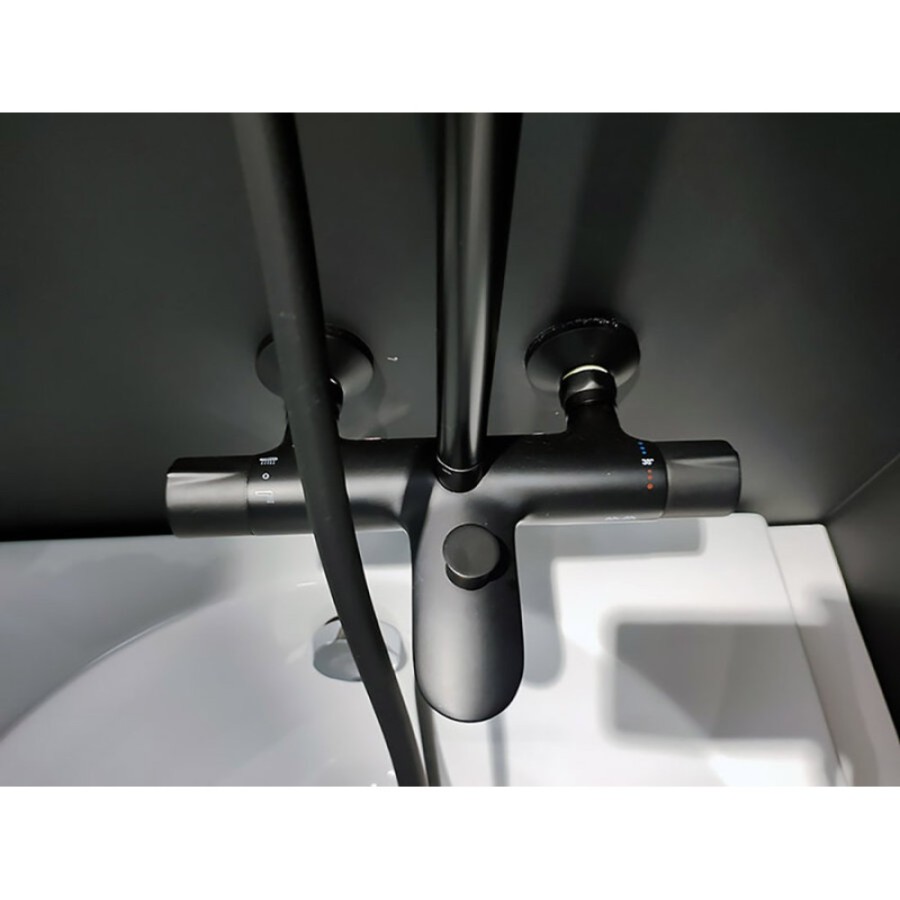 Душевая система Am.Pm X-Joy F0785A522 с термостатом, с изливом, черный матовый