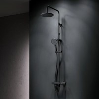 Душевая система Am.Pm X-Joy F0785A522 с термостатом, с изливом, черный матовый