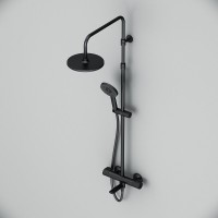 Душевая система Am.Pm X-Joy F0785A522 с термостатом, с изливом, черный матовый