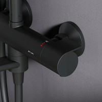 Душевая система Am.Pm X-Joy F0785A522 с термостатом, с изливом, черный матовый